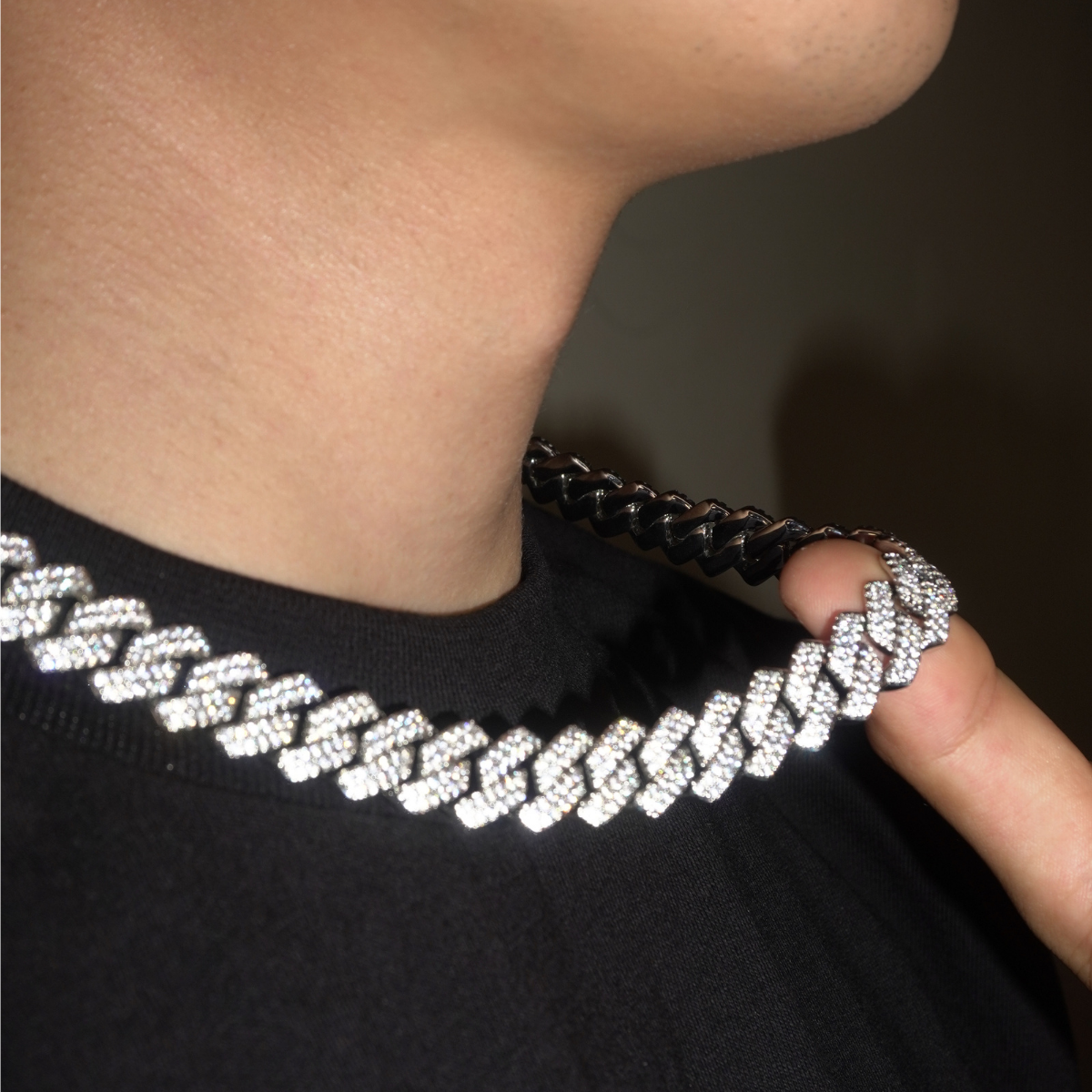 12MM DIAMOND PRONG CUBAN CHAIN