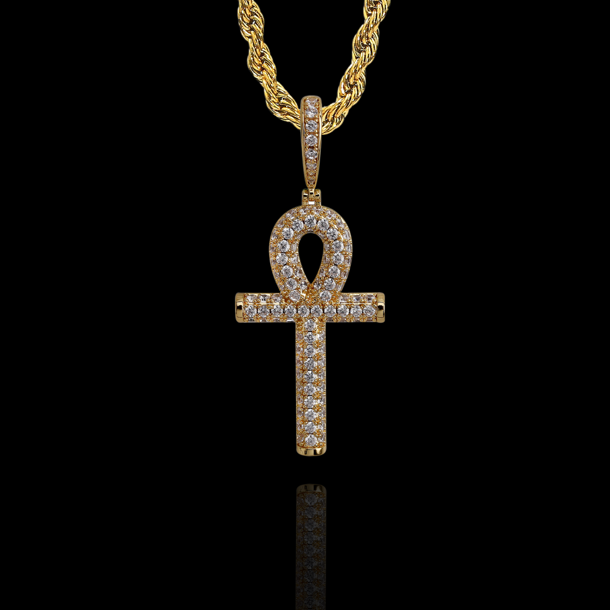 ICED ANKH ROUND PENDANT
