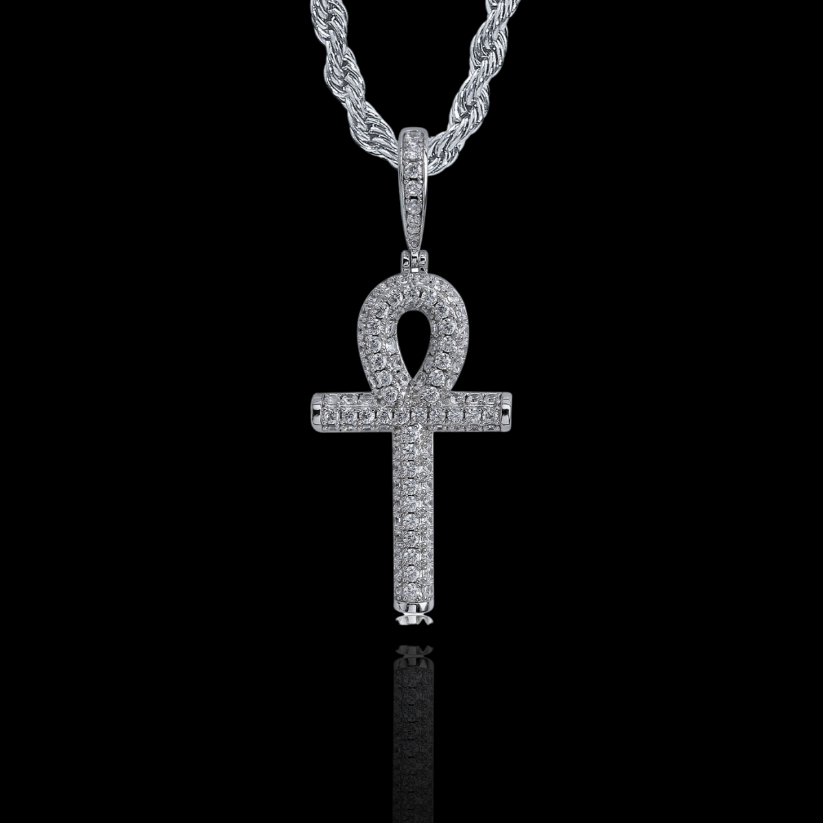 ICED ANKH ROUND PENDANT