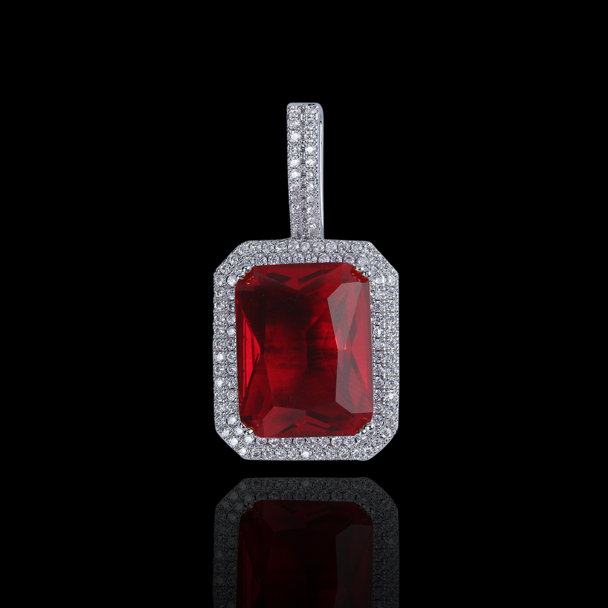 ICED BLOOD STONE PENDANT