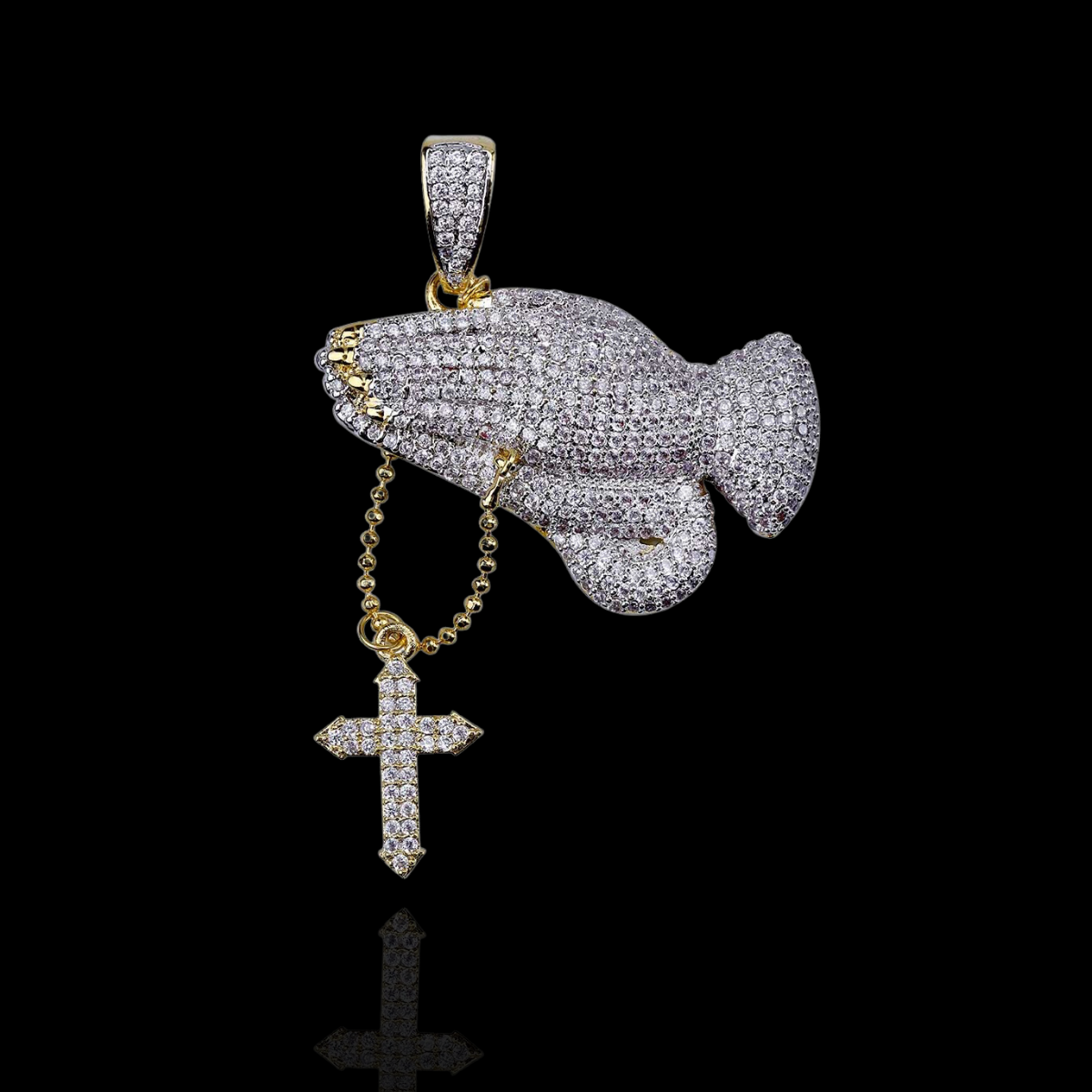 ICED PRAYING HANDS PENDANT