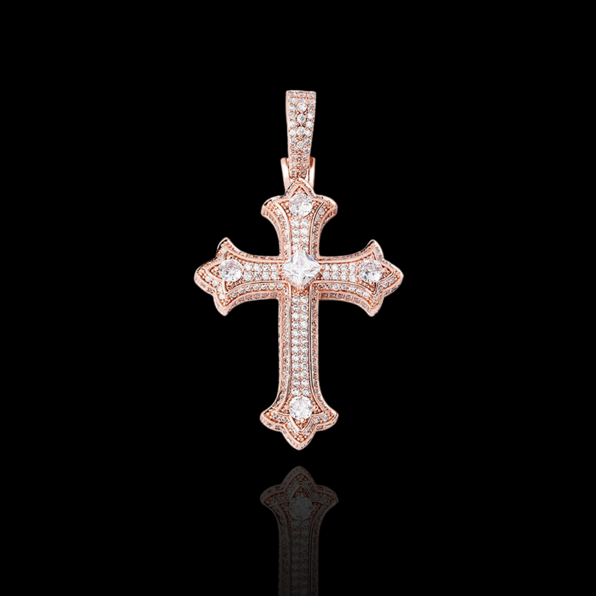 DIAMOND BUDDED CROSS PENDANT