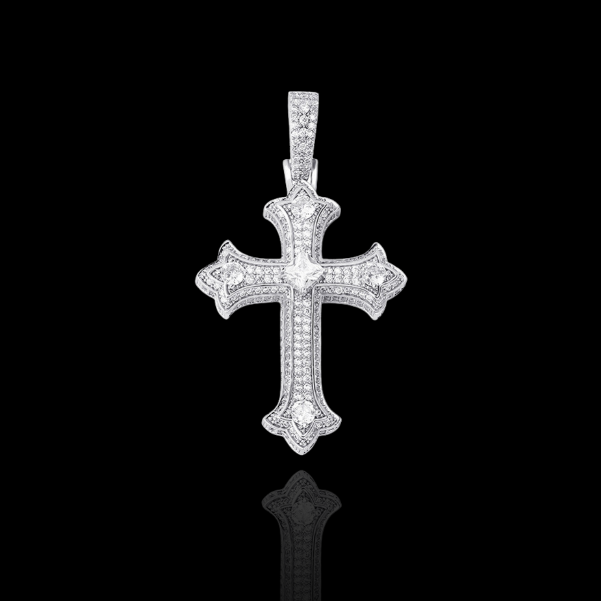 DIAMOND BUDDED CROSS PENDANT
