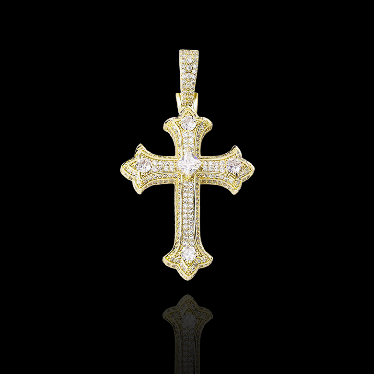 DIAMOND BUDDED CROSS PENDANT