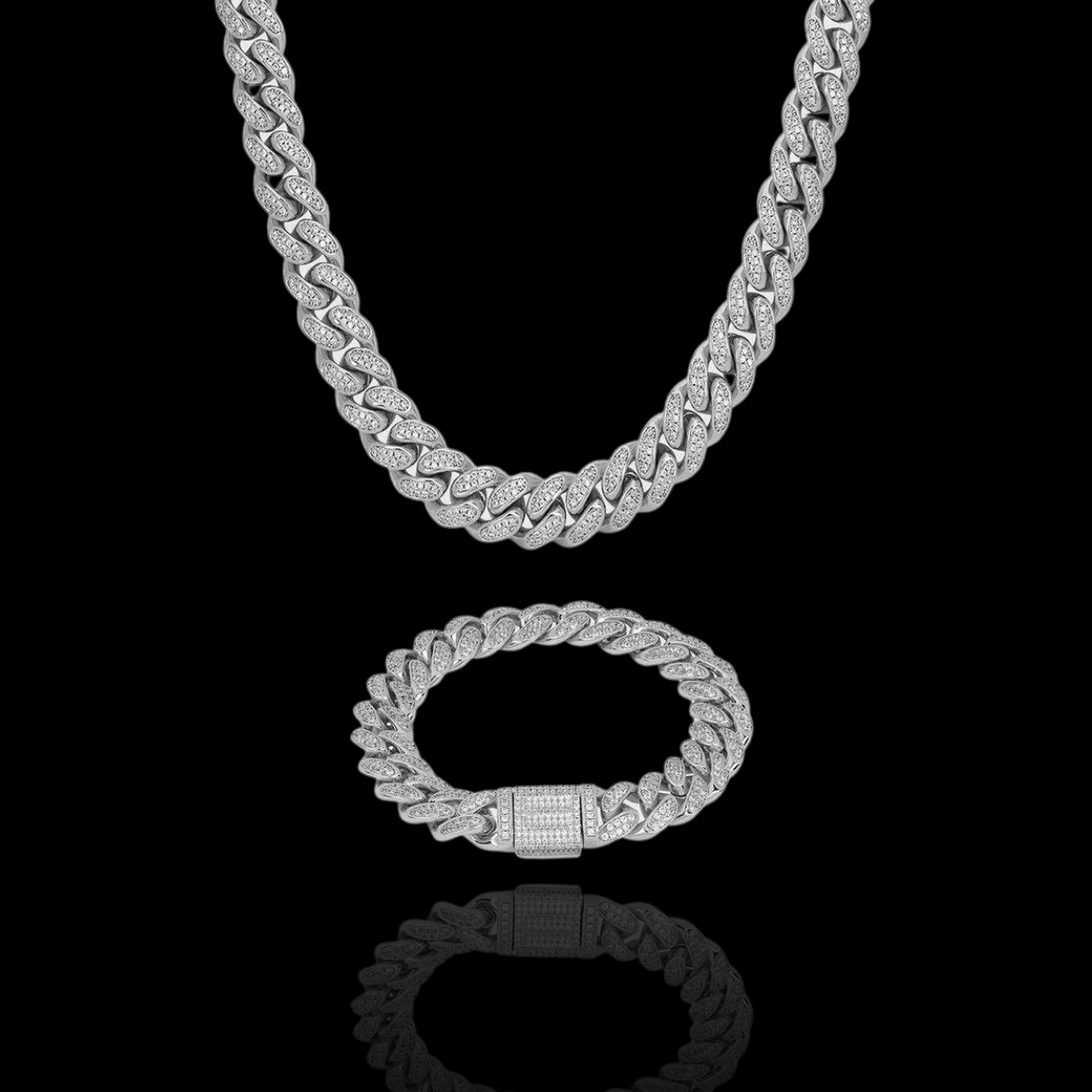 12MM ICED CUBAN CHAIN + BRACELET BUNDLE