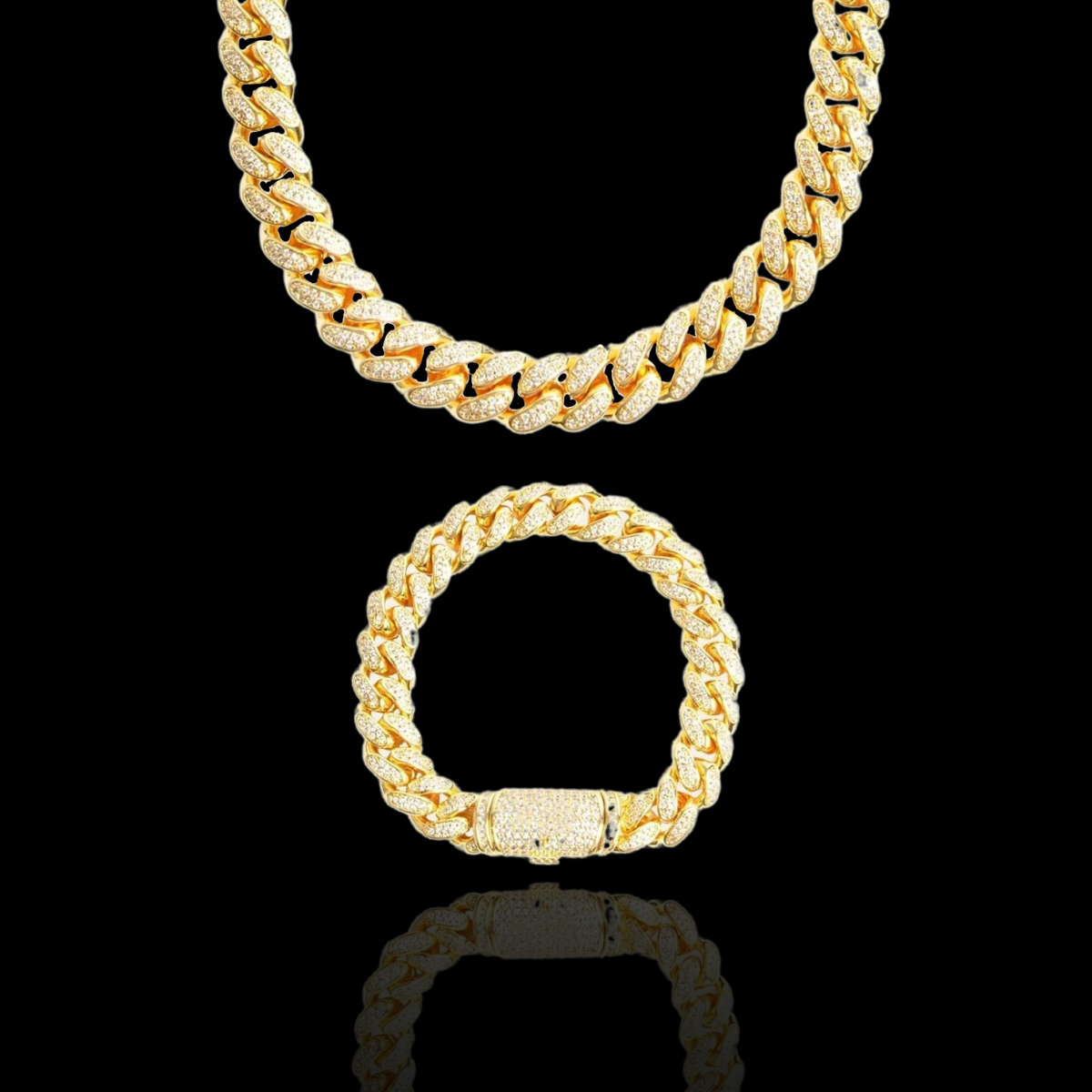 12MM ICED CUBAN CHAIN + BRACELET BUNDLE